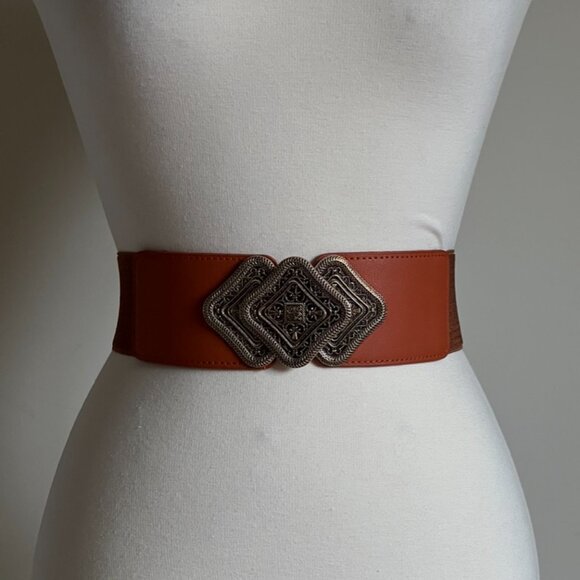 Women's Elastic Waist Belt, Matches Dresses, Simple Versatile Fashion Belt Brown - Picture 2 of 5